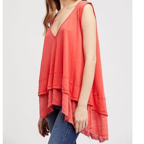 Free People Tops - Free People Bright Coral Peachy Tank